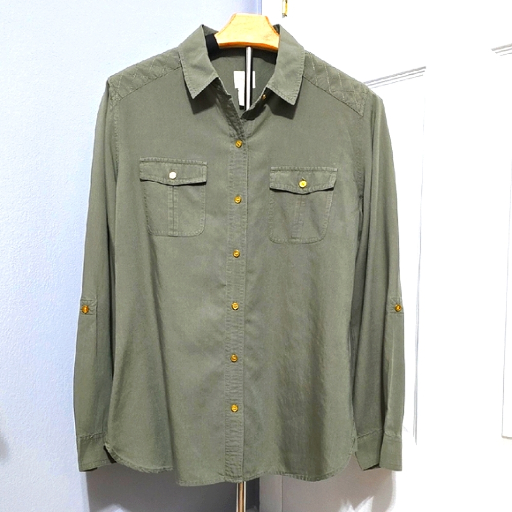 Chico's Olive Button Down Shirt